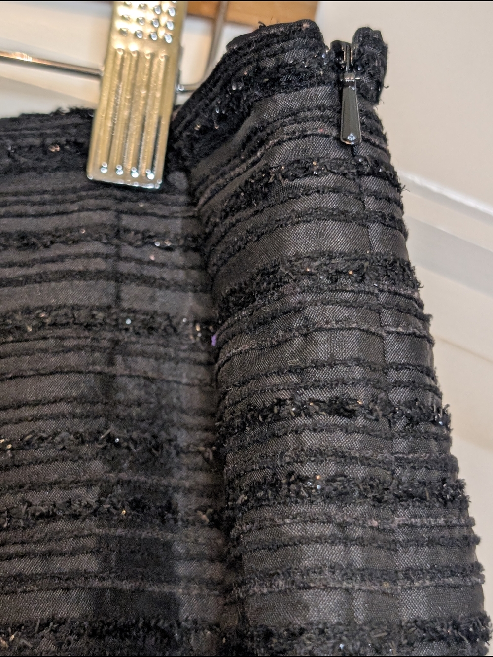 Talbot's Black Pleated Textured Shimmer A Line Knee Length Skirt - Picture 5 of 11